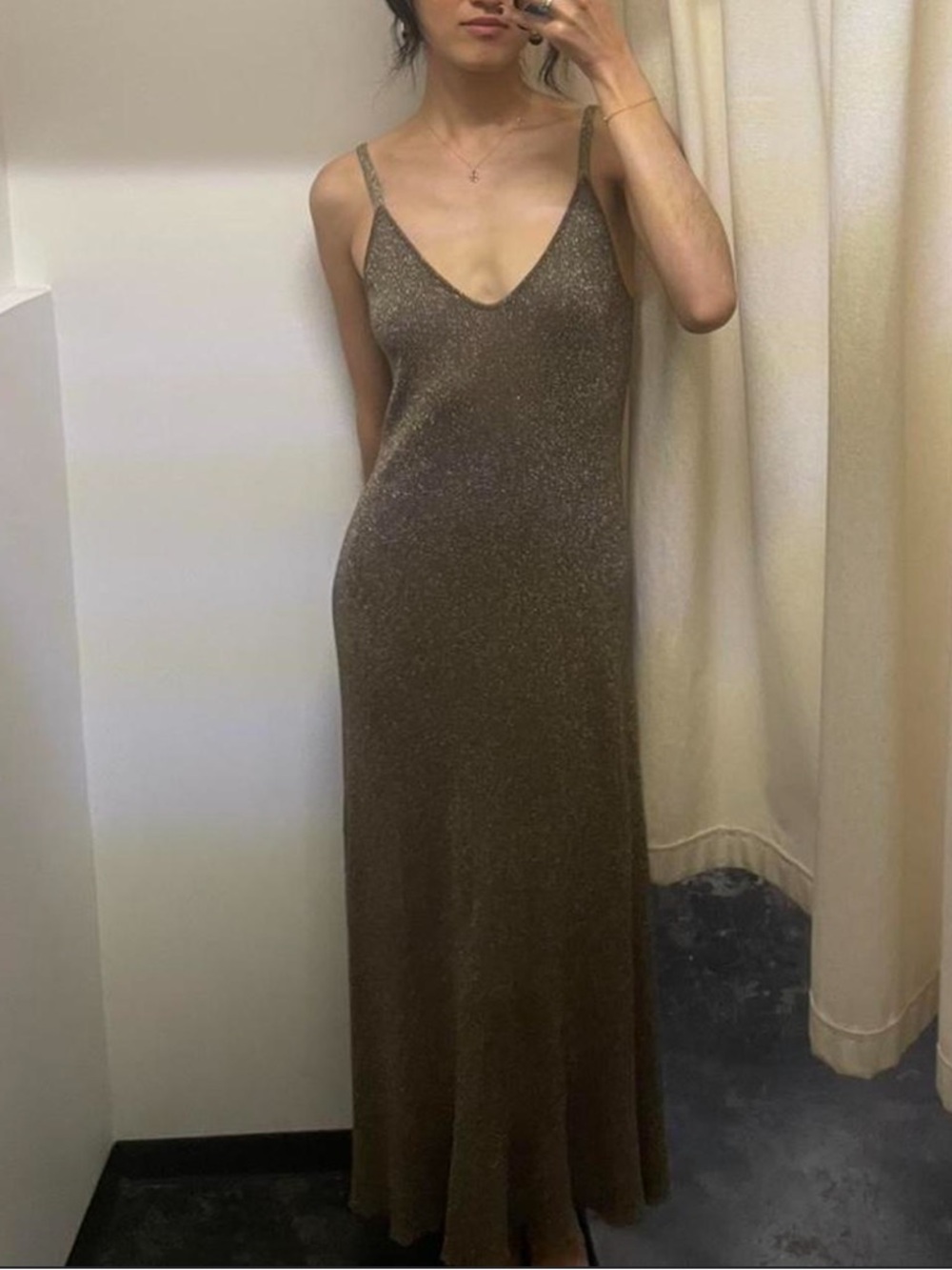 Vintage Bronze Shimmer Maxi Slip Dress